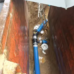 GEROfit® REX Barrier pipe diffusionsdicht Trinkwasserrohr T-Stück Flanschverbindung Hausanschluss Nachumhüllung Rohrgraben in Straße