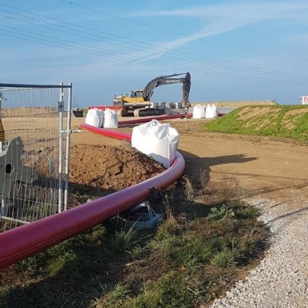 LHT® E-Power Hochspannungstrasse Amprion-Westnetz an der Umspannanlage Bacharach Biegeradien flexibles PE-Rohr