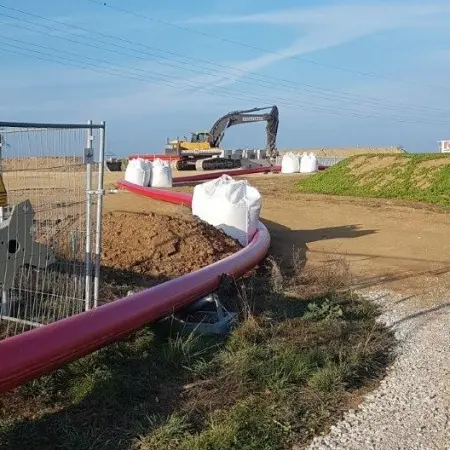LHT® E-Power Hochspannungstrasse Amprion-Westnetz an der Umspannanlage Bacharach Biegeradien flexibles PE-Rohr