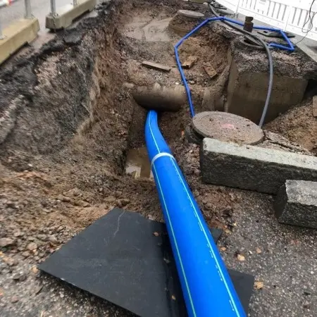 GEROfit® REX Barrier Pipe permeationsdichte Trinkwasserversorgung für neues Wohnquartier in Helsinki Rohreinzug Berstlining