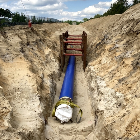 RCprotect® - PE100-RC Druckrohr Wasserleitung im offenen Graben Verbau zur Baugrubenstabilisierung