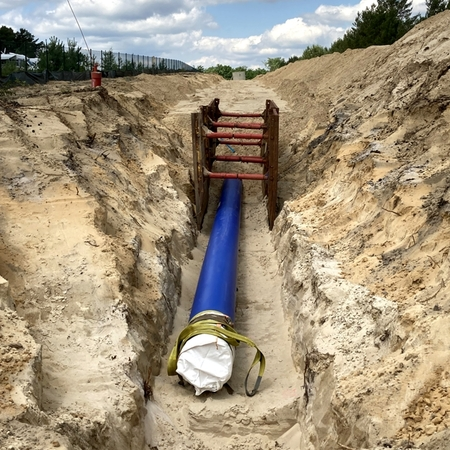 RCprotect® - PE100-RC Druckrohr Wasserleitung im offenen Graben Verbau zur Baugrubenstabilisierung