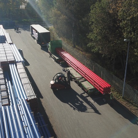 LHT® E-Power - Kabelschutzrohr Umspannanlage Bacharach Rohrlager Rohrstapel