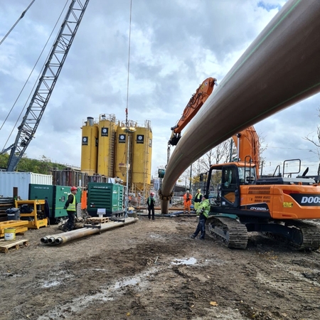 GEROfit® R - Abwasserdruckrohr mit Schutzmantel Neues Regenklär- und Regenrückhaltebecken Oberkassel 