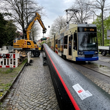 EMDS Grundleistungsklasse PE100 PE-HD+ Kabelschutzrohr Leipzig Krantransport