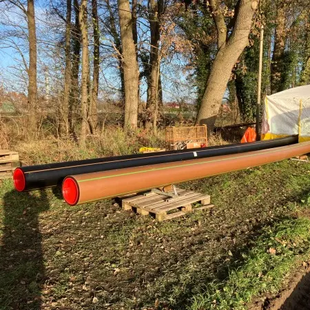 RCprotect® Gerofit® R Abwasserdruckrohr Spülbohren Offene Verlegung Abwasseranlage Elbmarsch Schweißzelt