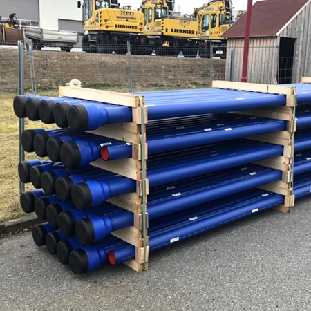 GEROgrip - PE100-RC Druckrohr Steckmuffensystem Zweckverband Rhön-Maintal-Gruppe Rohrstapel Rohrendenverschlüsse