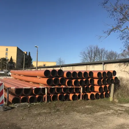 RCprotect® - PE100-RC Druckrohr Abwasserentsorgung Rohrstapel
