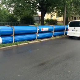 GEROfit® NEXUS Ortbares Schutzmantelrohr Trinkwasser Halberstadt Rohrstapel