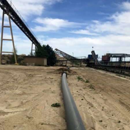 GEROtec MINING Abriebfeste Rohre für Elbekies Kieswerk in Mühlberg / Elbe Förderanlage