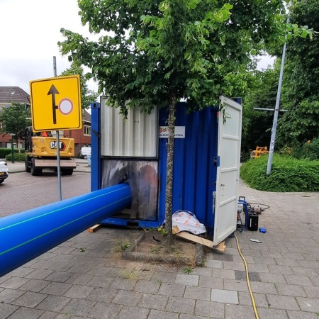 GEROfit® REX Barrier pipe Trinkwasserdruckrohr Emskanal Groningen Stumpfschweißung Schweißcontainer