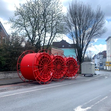 LHT® E-Power Temperaturstabiles Kabelschutzrohr auf Trommel gewickelt für Hoch- und Höchstspannungsleitungen für Spülbohrung HDD Stadt Bielefeld