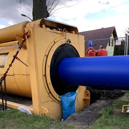 RCprotect® PE100-RC Druckrohr für DynTec-Verlegetechnik Schulzendorf (Berlin) Einzug in das "Gesenk" 