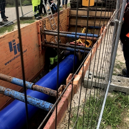 RCprotect® PE100-RC Druckrohr Relining ohne Ringraum Schulzendorf (Berlin) Verbau Grube