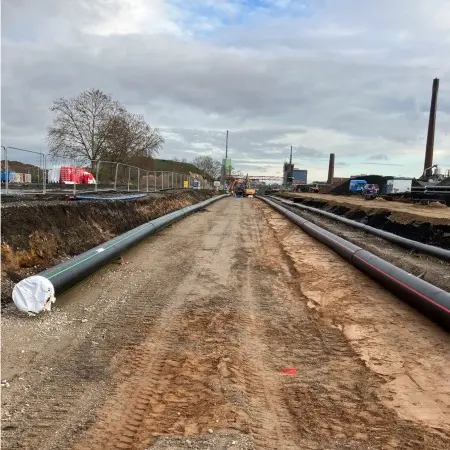 Frankfurt Westside Kalte-Nahwärme GEROtec ANERGIE Vorlauf Rücklauf Netzwerk